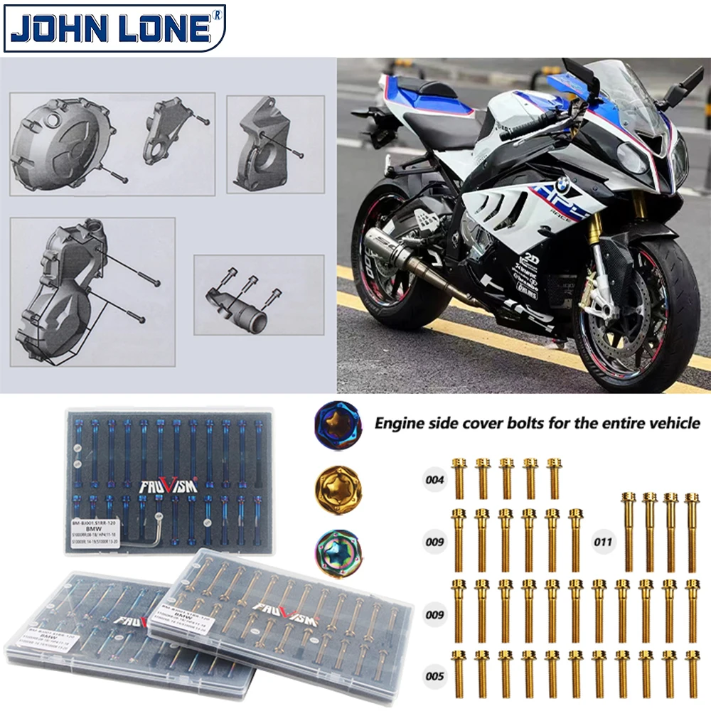 Stainless Steel Hex Bolt Kit for BMW S1000RR 2008-2018, Blue Star-Shaped Bolts Engine Clutch Side Cover Gold Screws 37PCS