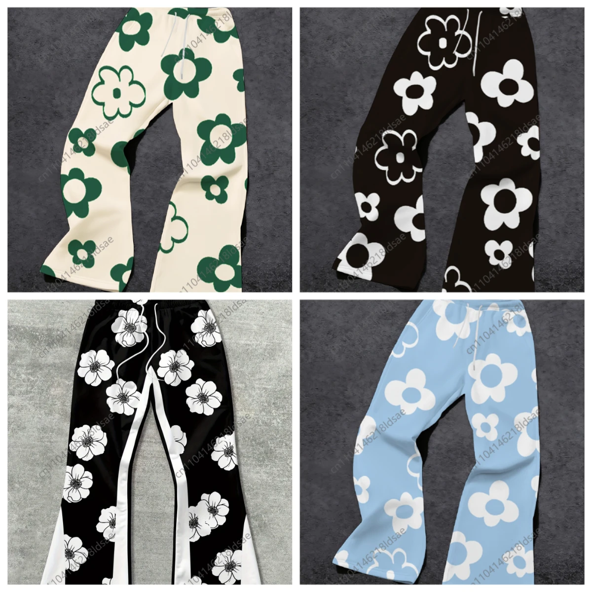 

Men's 3D printing polyester trousers INS High Street Hip-Hop Rock Voluminous Letter Flared Sweatpant bell bottoms Y2K fashion