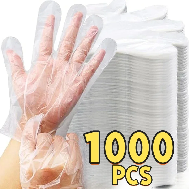 Guante de cocina desechable, guantes transparentes de plástico de calidad alimentaria para restaurante, guantes para Pizza y pollo frito, vajilla de cocina