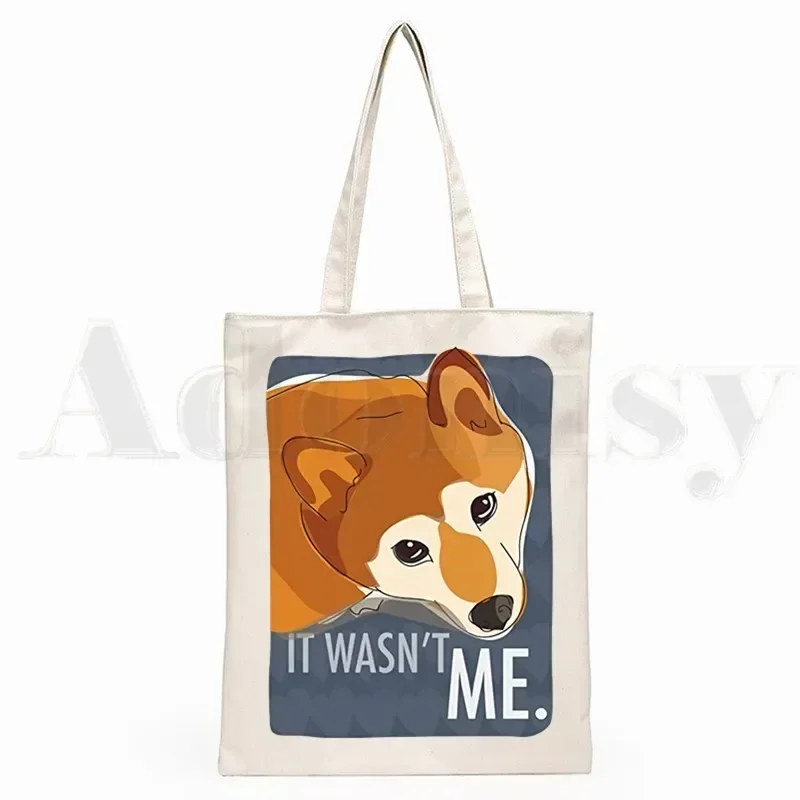 Shiba Inu Japanese Doge Kawaii Cute New Art Canvas Bag Totes Simple Print Shopping Bags Girls Life Casual Pacakge