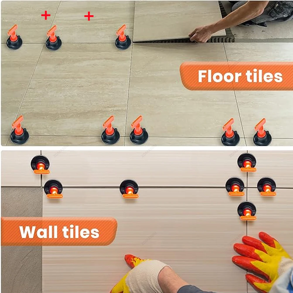 11-1404Pcs Floor Tile Leveling System Clips Spacers Porcelain Ceramic Leveler Kit Construction Tools For Tile Laying Wall Fixing