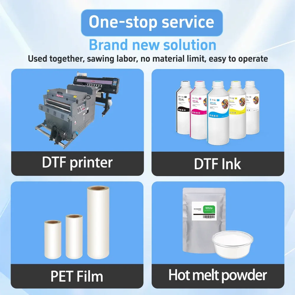 4pcs I3200 Print Head T-Shirt PET Film DTF Printer  Roll to Roll High Speed DTF Printer Printing Machine With Powder Shaker