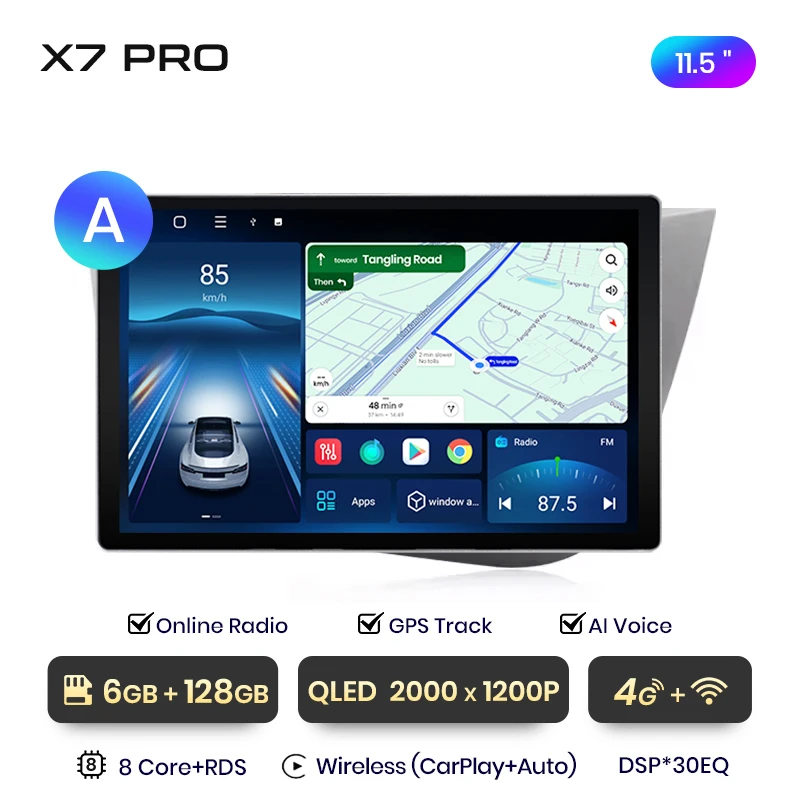 Junsun 13,1 inch QLED Android draadloze CarPlay autoradio voor Seat Leon MK2 2005-2012 Intelligente systemen DSP SWC RDS GPS FM
