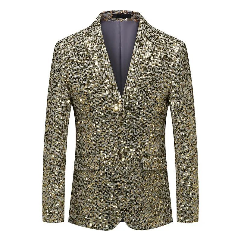 

2023 New Sequin Two Button Suit Large Single Men's Casual Suit Dress