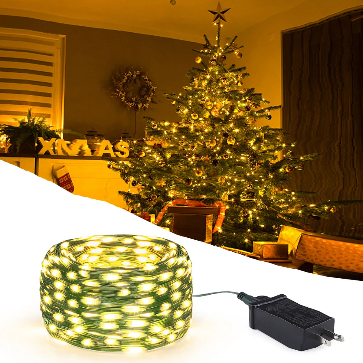 8 Mode Fairy LED String Lights Green Wire Lamp Chain Waterproof Green Garland Christmas Party Tree Decor 10M/20M/30M/50M/100M