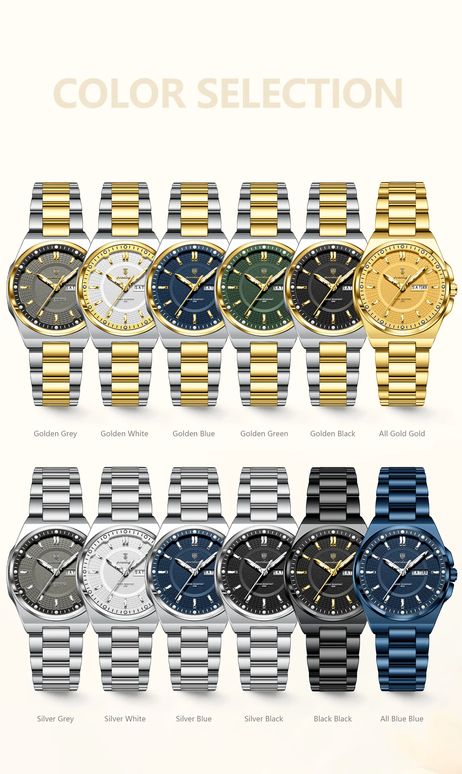 POEDAGAR Modemarke Damenuhr Leuchtend Wasserdicht Business Damen Armbanduhr mit Wochentag und Datum Elegante Quarz Damenuhren Reloj – Detail 8