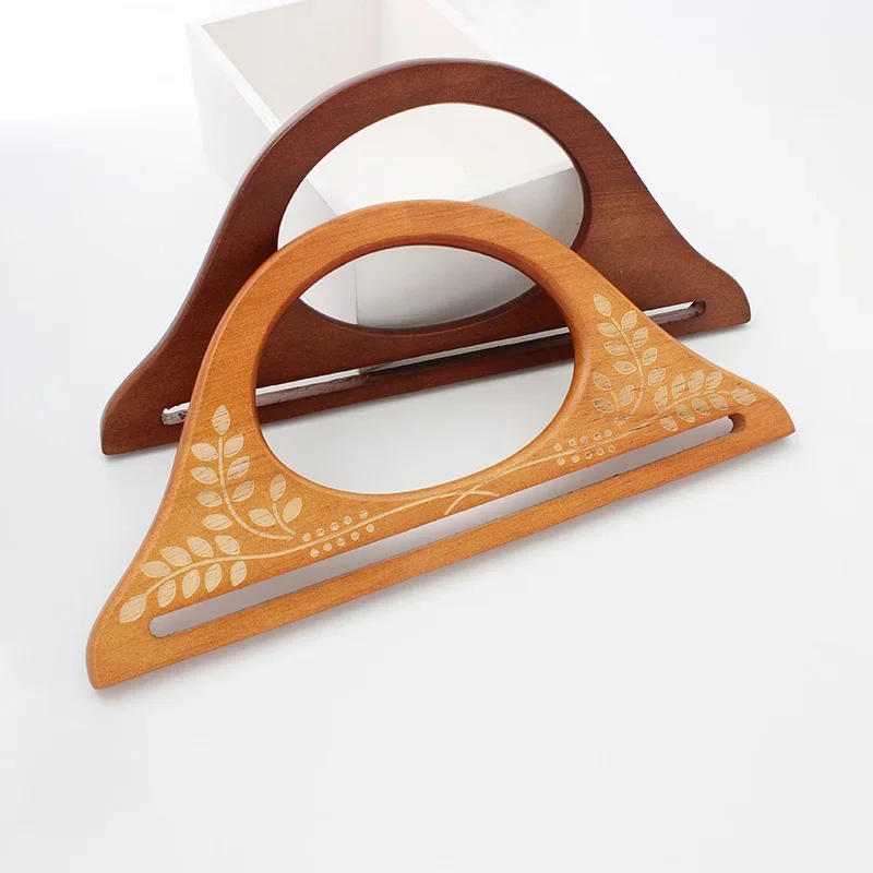 Carved Solid Wood Handles for Handmade Bags Repair Bag Hanger Purse Laser Cut Wood Handle for Making Bags Accessories