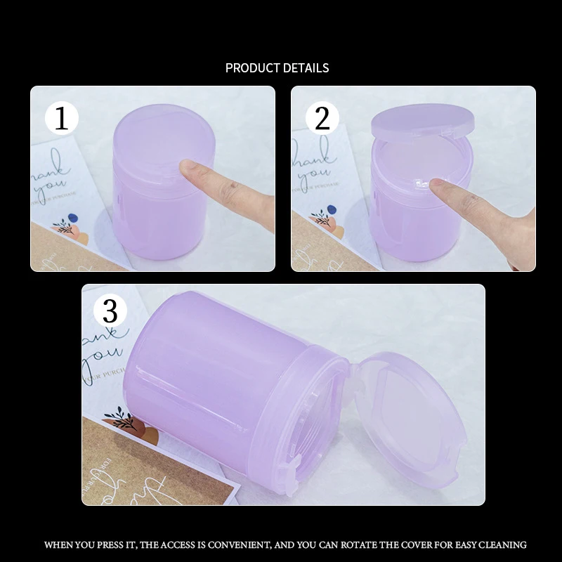 Remover Cotton Swabs Manicure Makeup Tools Cotton Balls Organizer Nail Cotton Pads Storage Cup With Clip Lid For Nail Polish