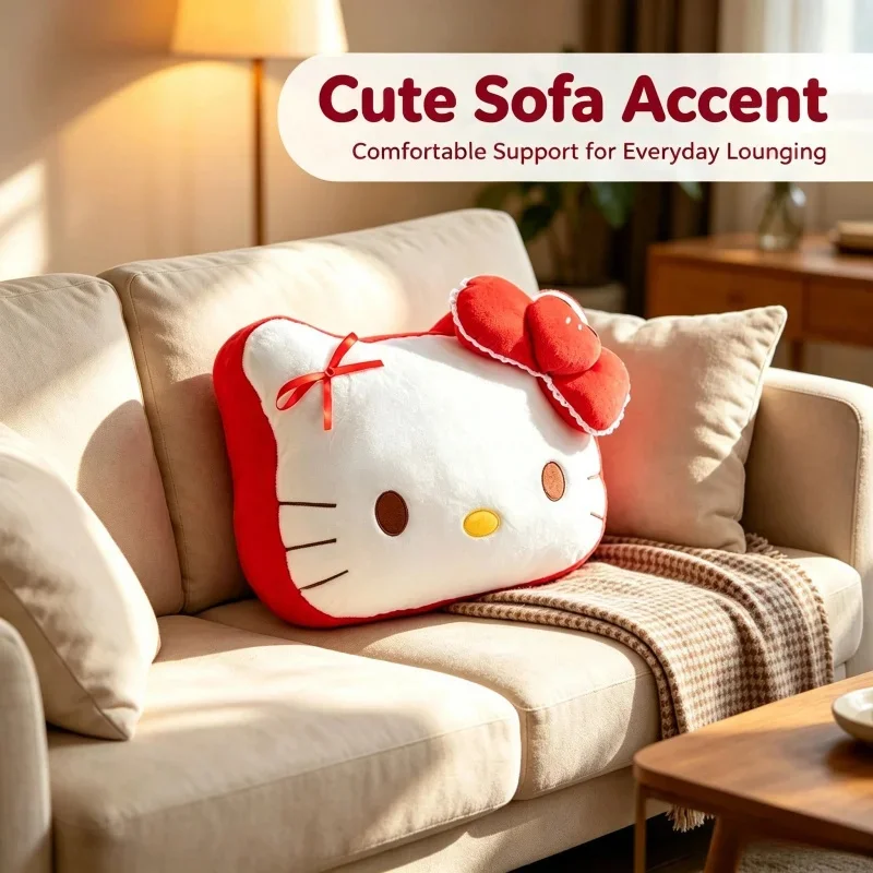Hello Kitty Big‑Head Plush Cushion Super Soft Sofa Back Throw Pillow Girly Dorm Home Decor