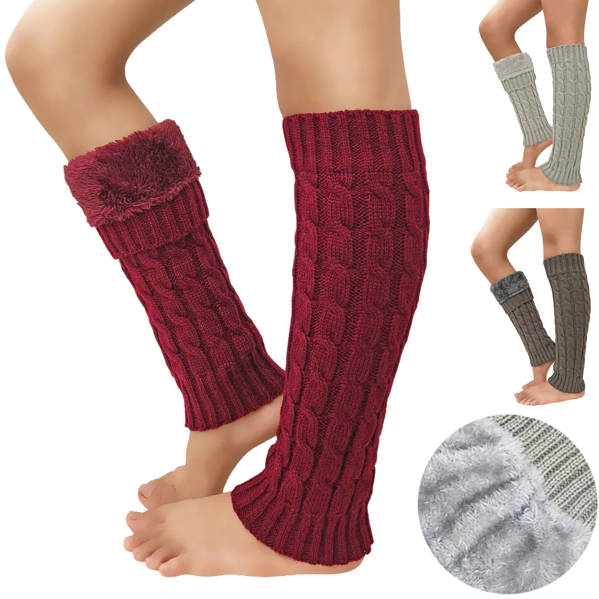 

Зимние флисовые утепленные шерстяные гетры, штабелируемые носки, женские осенние вязаные леггинсы, гетры, поворотный чехол для ботинок