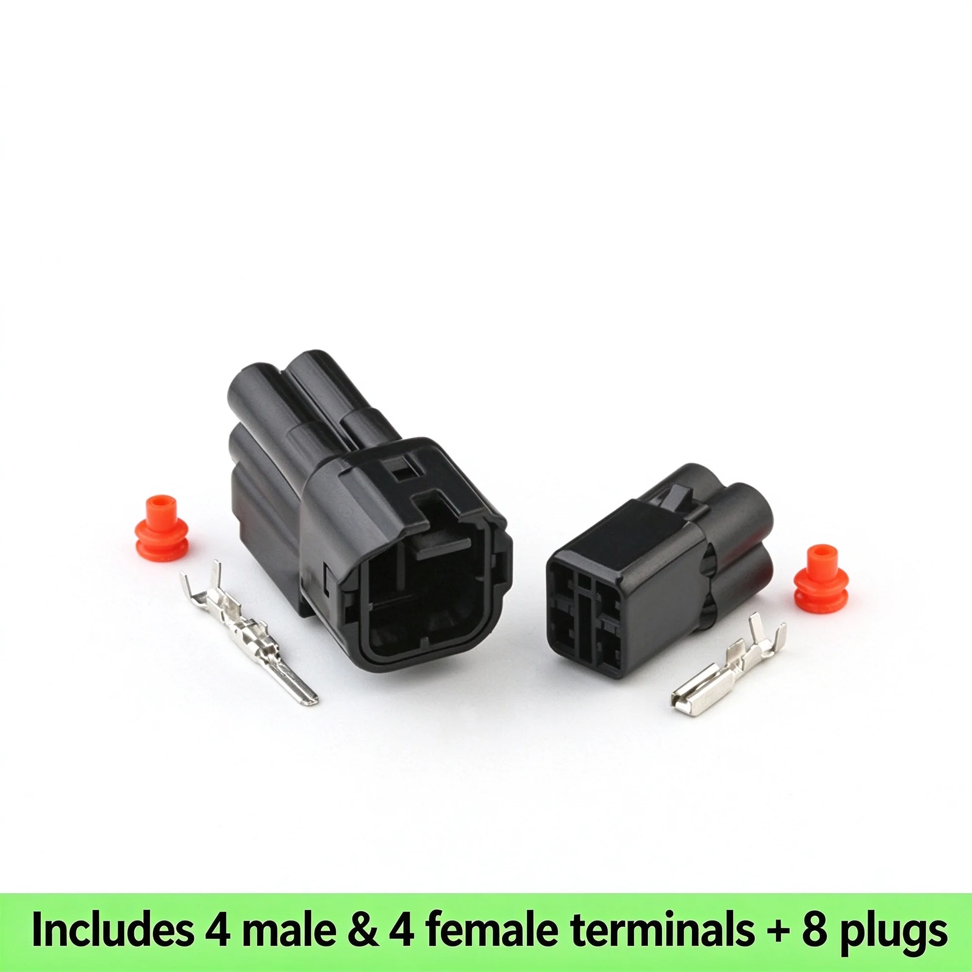 1/5Sets 4 Pin Black Auto O2 Oxygen Sensor Connector Plug 6187-4441 6180-4181 DJ7045F-2.2-11/21 Waterproof Wiring Harness Socket
