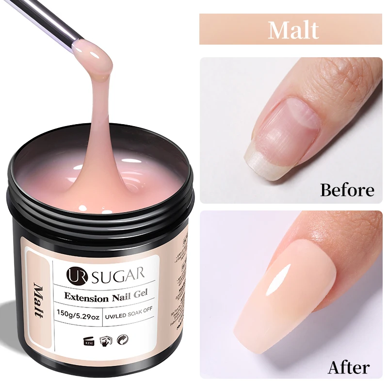 UR Sugar 150g Schnellverlängerungs-Nagelgel UV LED Aushärtbares Aufbaugel Acryl French Nail Art Semi-Permanent Abziehbarer Gel-Lack