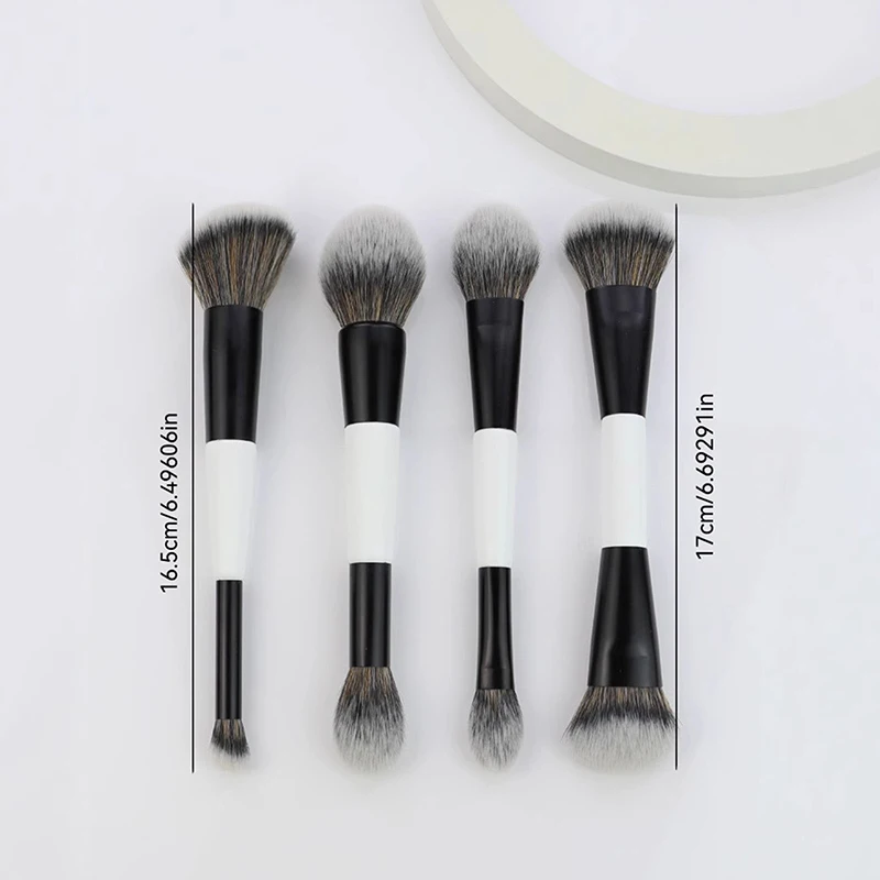 1/4 Uds brocha de maquillaje de base multifuncional brocha de contorno de doble punta para crema correctora de polvo líquido de belleza