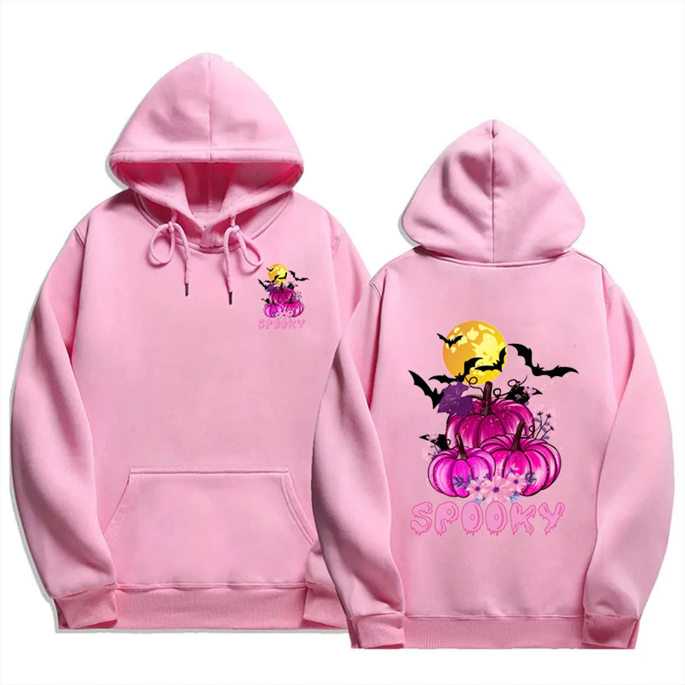 ในเดือนตุลาคม เสื้อฮู้ดผู้หญิงสีชมพู รณรงค์การต่อต้านมะเร็งเต้านม ริบบิ้นสีชมพู เสื้อฮู้ดฮาโลวีน ของขวัญสำหรับผู้รอดชีพ แขนยาว แบบ unisex