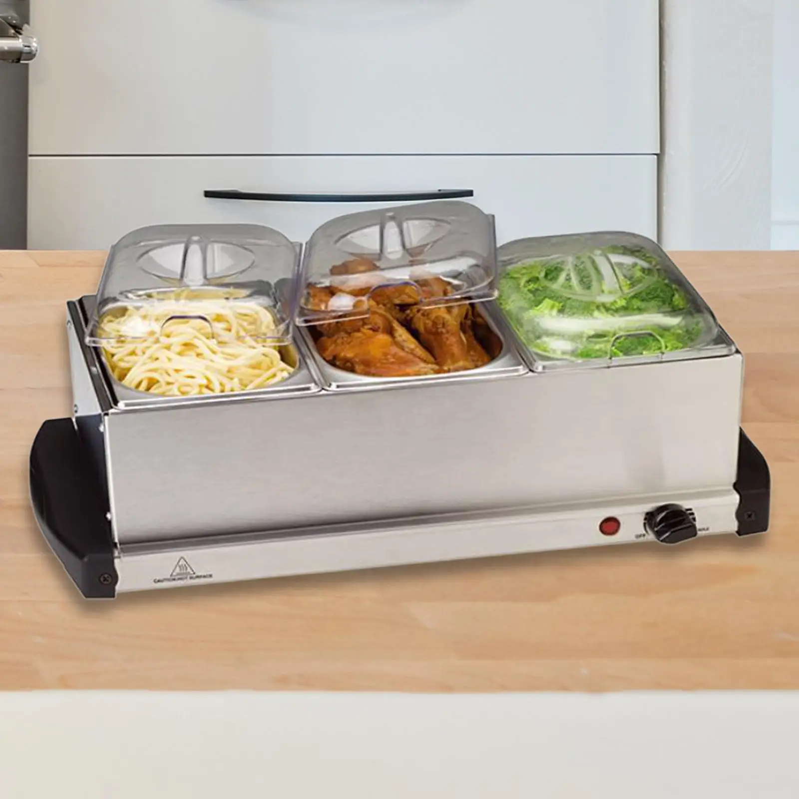 

3x1L Electric Buffet Server Tray Chafer Heating Tray Food Warmer Tray for Holidays Catering