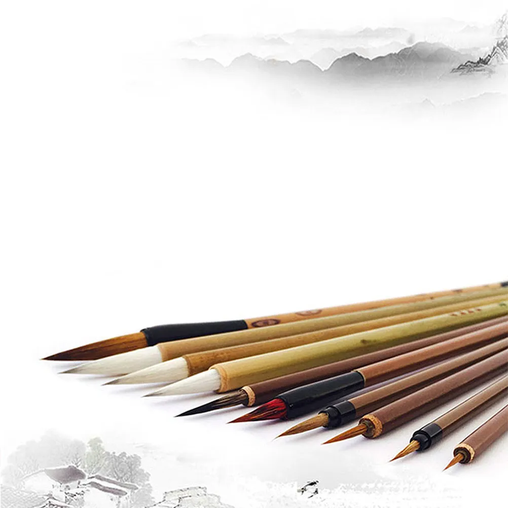 1Set Watercolor Ink Brush Set Chinese Painting Brush Premium Material Non-Slip Handle Storage Bag Ideal Gift for Beginner