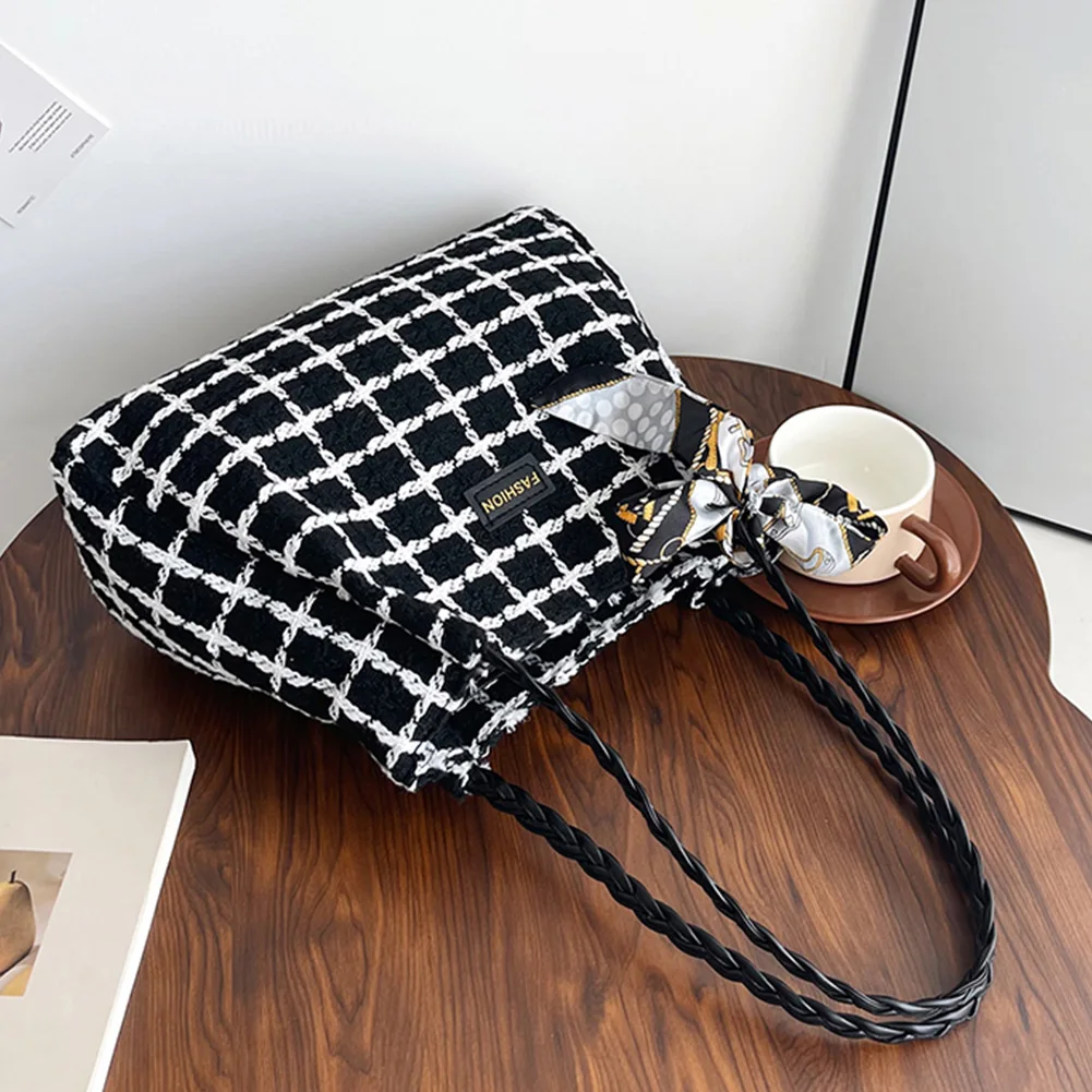 女性チェック柄ショルダーバッグ大容量トレンディトートハンドバッグ多用途ハングバッグ女性旅行通勤バッグ