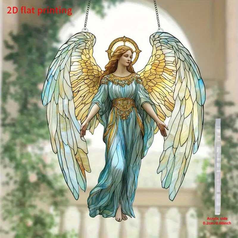 Angel Goddess Flat Acrylic Bohemian-style 2DLight-catching Pendant Design Holy Beautiful Window Door Decoration Living Room Gift