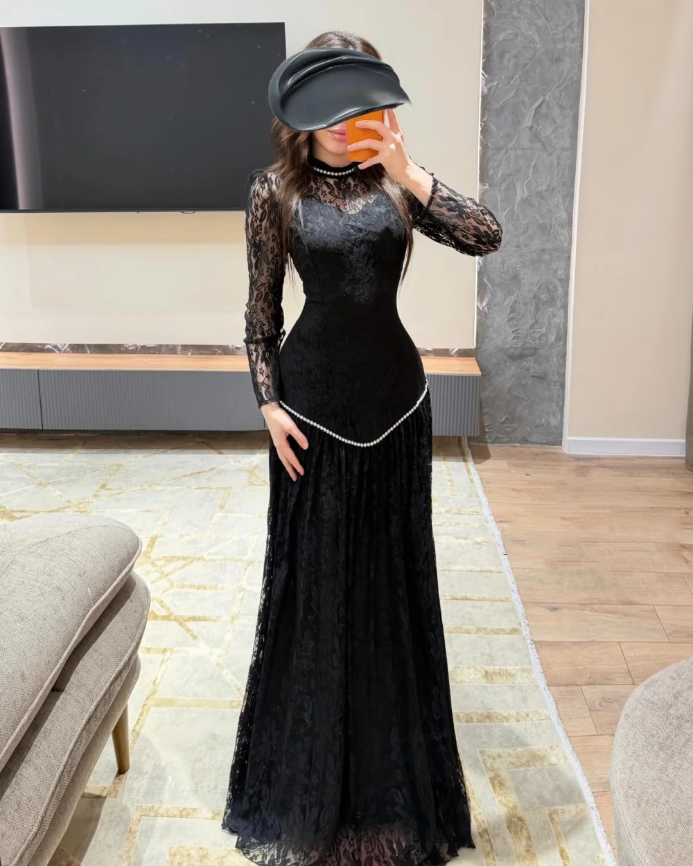 맞춤형 섹시 패션 레이스 플리츠 라인스톤 머메이드 하이 칼라 롱 드레스 이브닝 드레스 정교하고 우아한 고품질