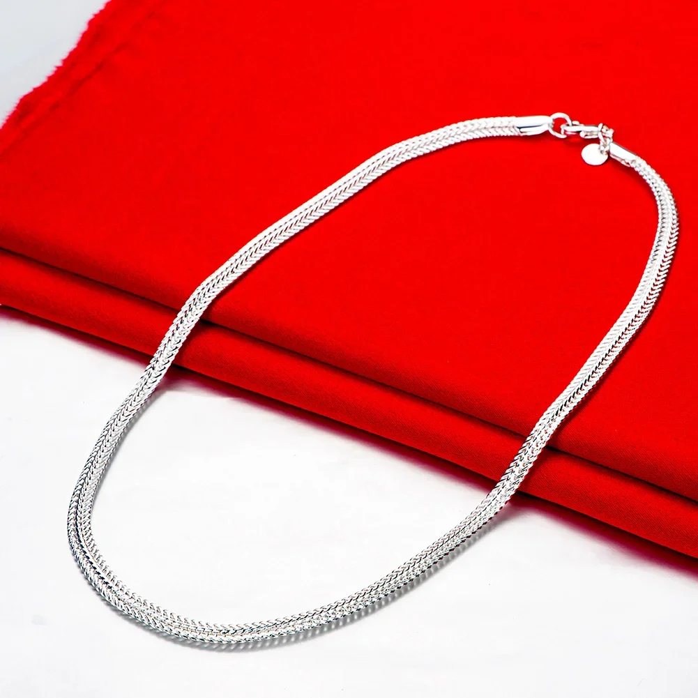 Fine 925 Sterling Silver Snake Style Chain Necklace for Women Men Jewelry Designer Wedding Engagement Gifts 50-60cm