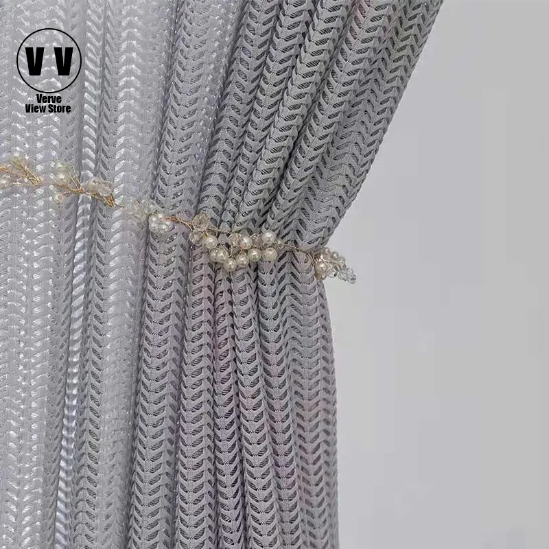 

Luxurious Tulle Curtains For Living Room Fishbone Modern Sheer Curtain For Bedroom Decoration Window Voiles Blinds Drapes Decor