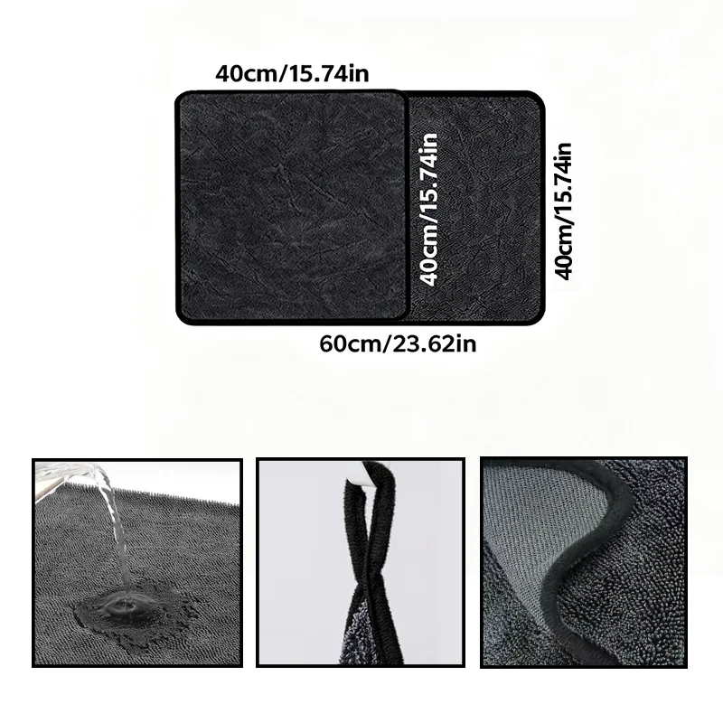 3Pcs 40x40cm/40x60cm Microfiber Cleaning Cloths Absorbent Quick-Dry Towel for Cars Home Clean Towels Bathroom Wash Cloth
