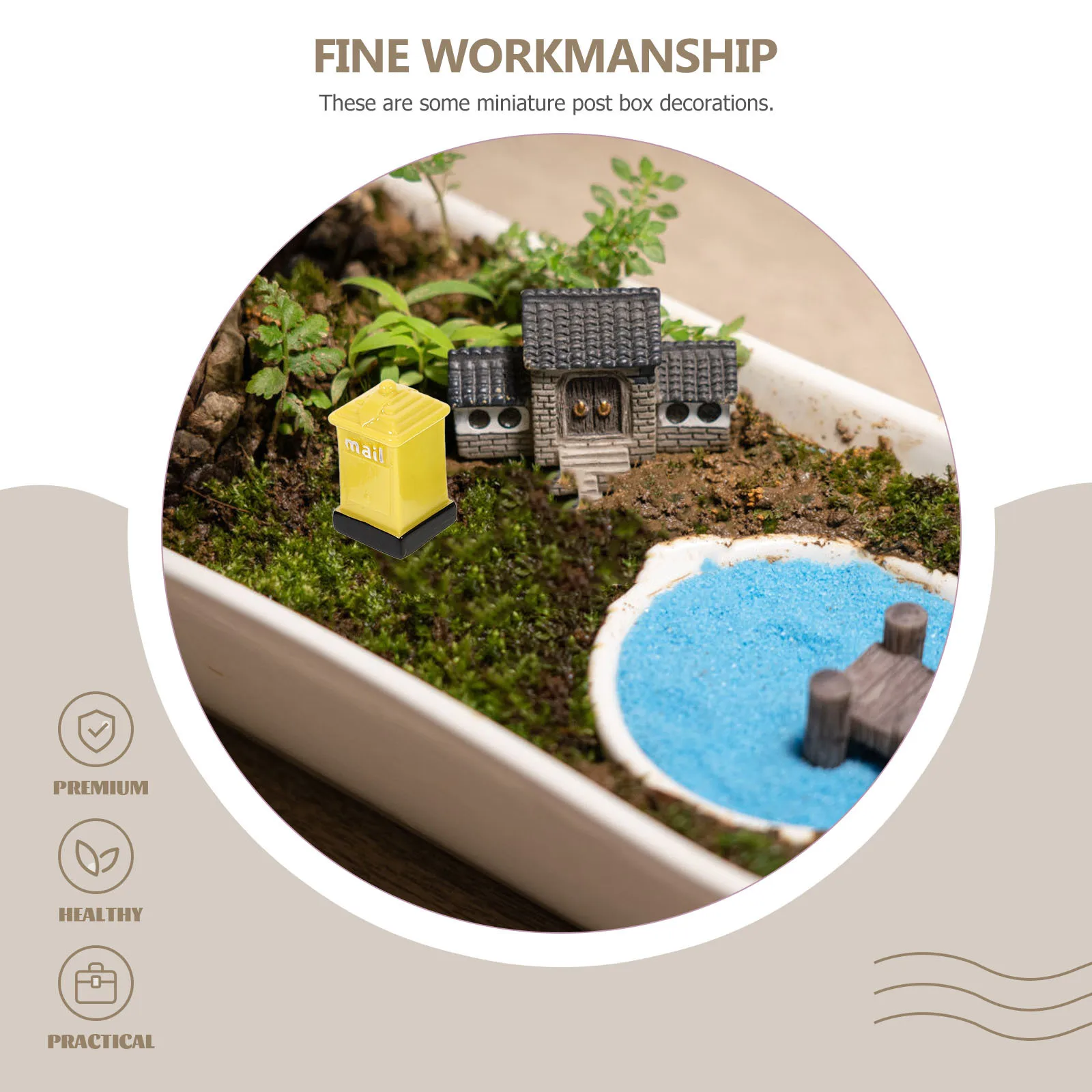 4 Stück kleine Briefkasten, Ornamente, Harzmaterial, sicher, langlebig, Miniatur-Landschaftsbau-Dekoration, Mini-Briefkasten, Miniatur-Briefkasten