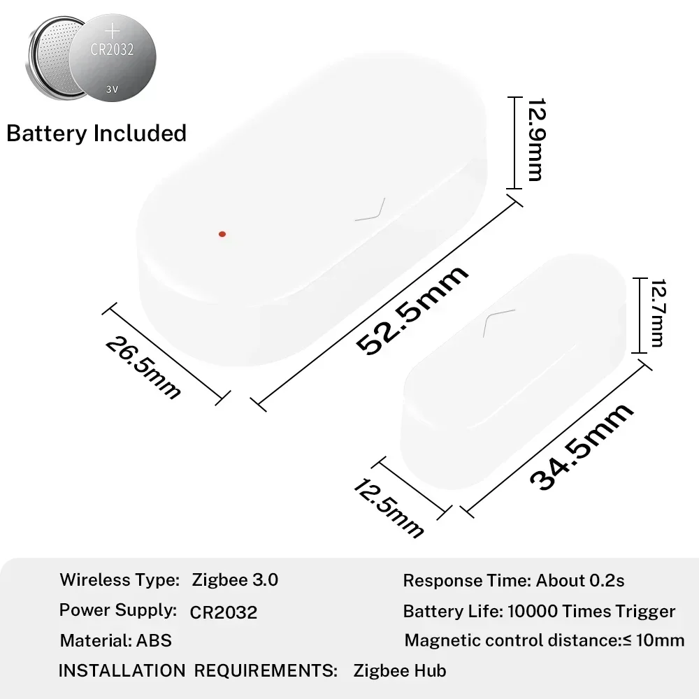 Zigbee 3,0 tuya Sensor de puerta Sensor de ventana seguridad del hogar para Smart Home aplicación Smart Life Compatible con Alexa Google Assistant