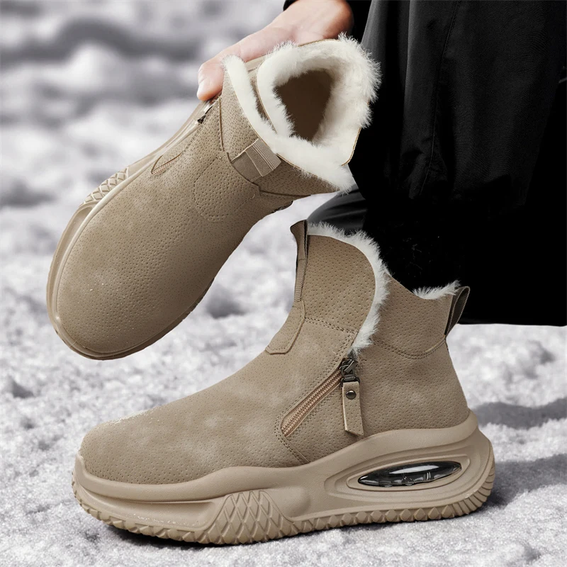 الرجال الشتاء الأحذية الباردة برهان حذاء من الجلد 2024 الرجال الشتاء عالية الجودة الدافئة عالية أعلى أحذية قطنية في الهواء الطلق سميكة سوليد الثلوج الأحذية #4