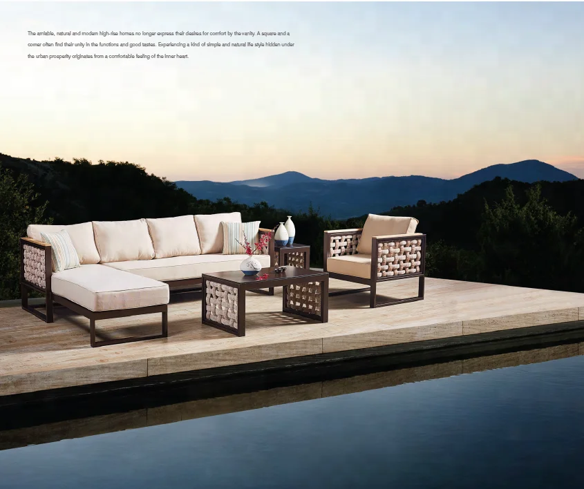 

Custom L Shape European Modern Patio Set Outdoor Garden Furniture Rope Sofa