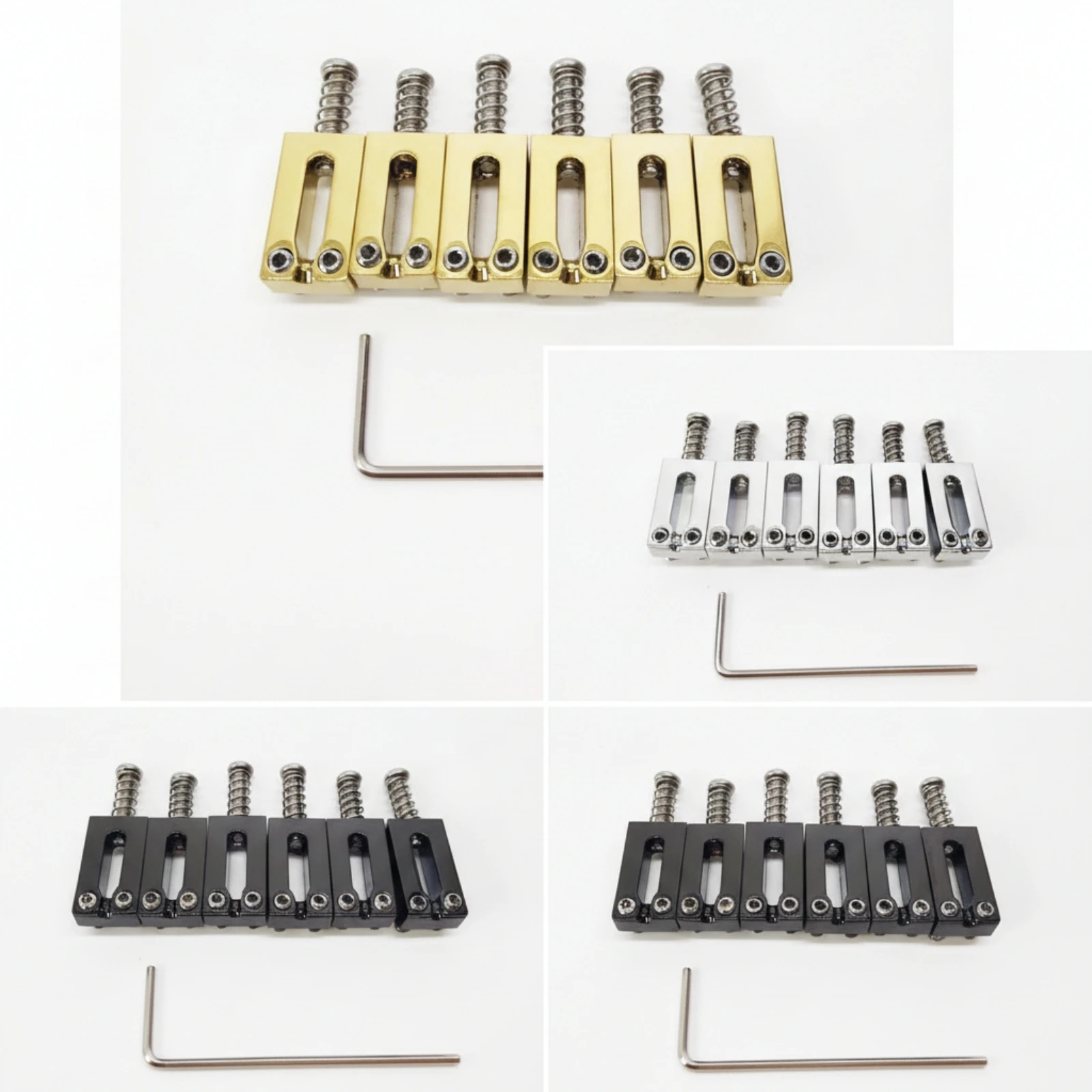 6 Pieces Electric Guitar Bridge Saddle 10.5mm Guitar Saddles Saddles with Wrench Replacement Hardware Compatible for Guitarists