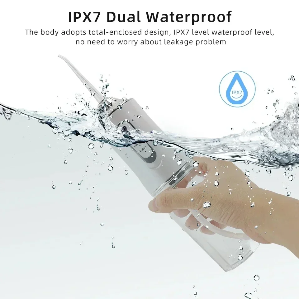 

Портативный ирригатор для воды с 4 струйными насадками и 3 режимами — беспроводной ирригатор для полости рта для чистки зубов, ухода за брекетами, перезаряжаемый через USB