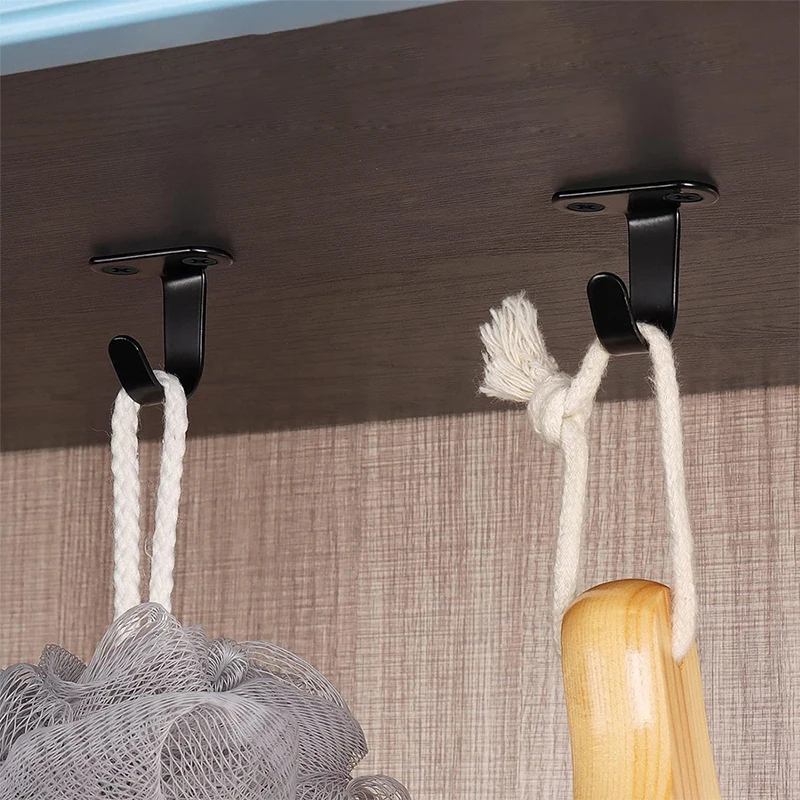 Picture 3: 5Pcs Under-Shelf Towel, Heavy Duty Hanger For Bathroom Cabinet Garage Stainless Steel Screw Mounted Ceiling Hooks,