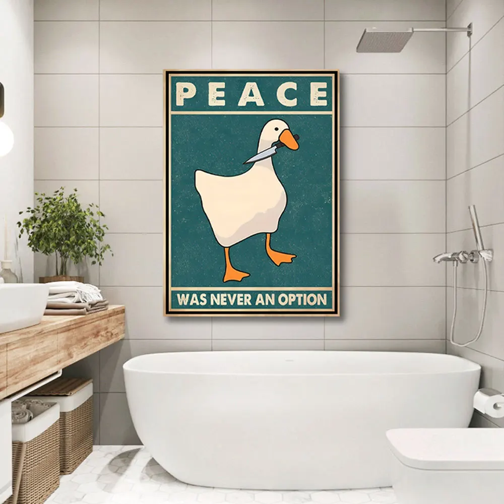 مضحك أوزة جدار الفن يطبع ، قماش اللوحة ، المشارك ، الكلاسيكية يقتبس السلام لم يكن خيارا ، صورة لغرفة المعيشة ، ديكور المنزل #3