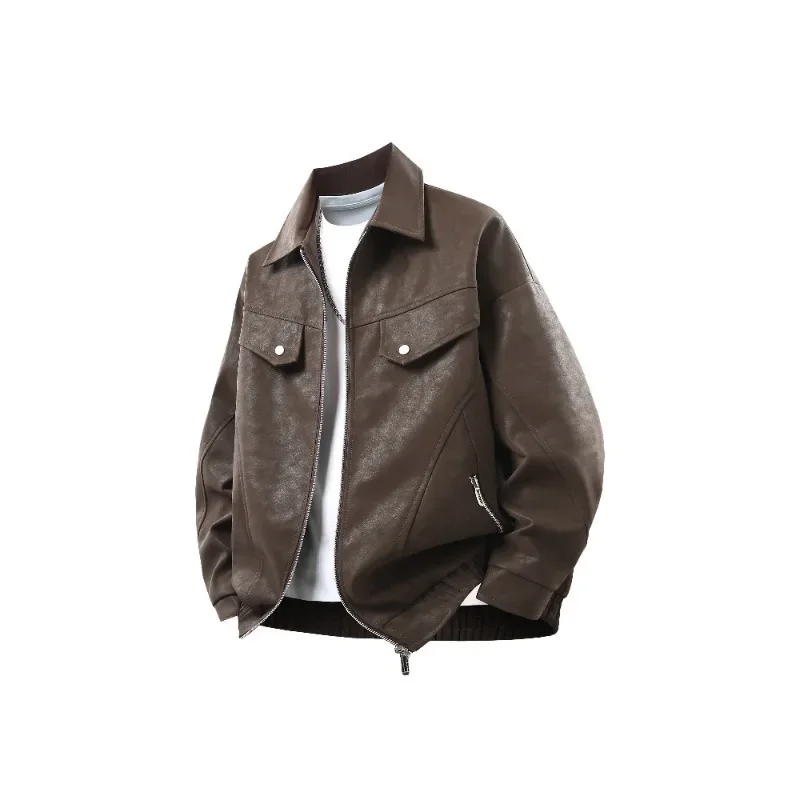 High Quality Fashionable Handsome Imitation Leather Jacket for Autumn Winter Outdoor Hiking Camping Comfortable and Warm Jacket