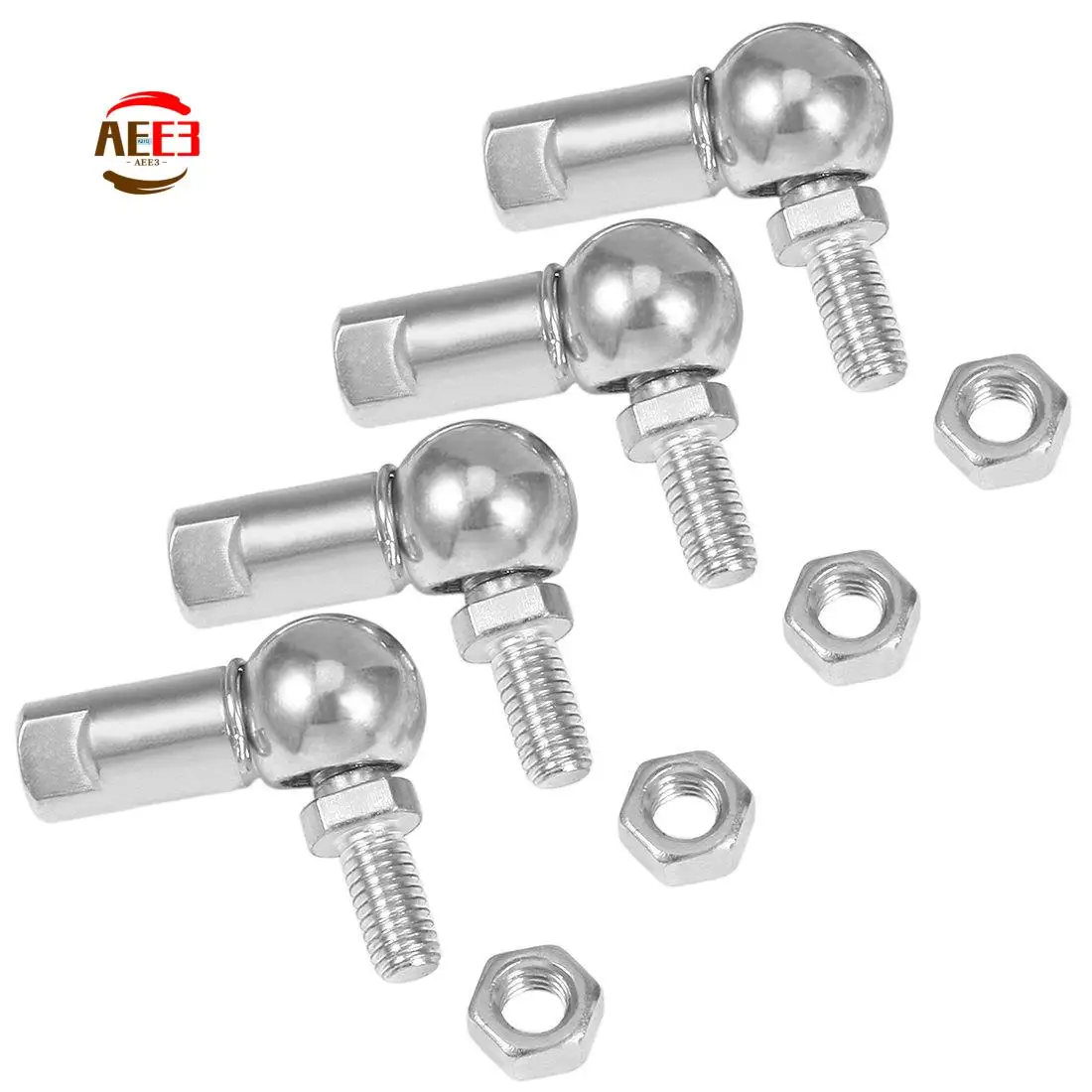 AEE3-CS8, Rod End Ball Bearing With Stud, M5X0.8Mm Carbon Steel Right Hand 4Pcs,Ball Joint Bearing