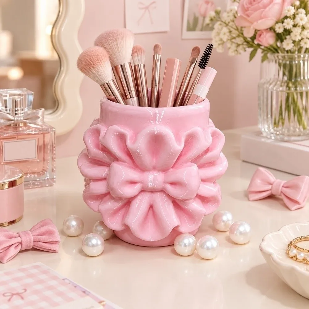 Sweet 3D Printed Makeup Brush Holder Bow Irregular Pencil Holder Multifunctional Storage Box Beauty Tool Storage