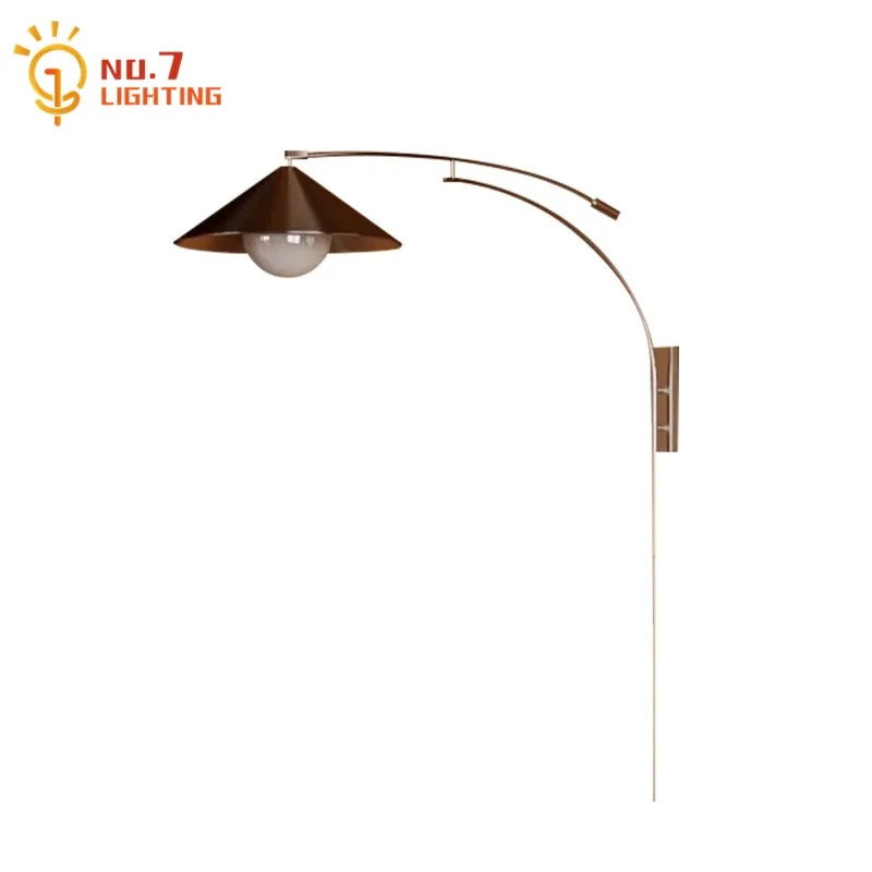 Nordic Industrial Modern Long Arm Wall Lamp LED E27 Minimalist Metal Designer Wall Mounted Background Bedroom Living Room Study