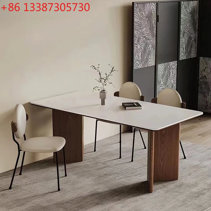 

Французский ретро обеденный стол Delifeng из каменной плиты, прямоугольный обеденный стол из цельного дерева