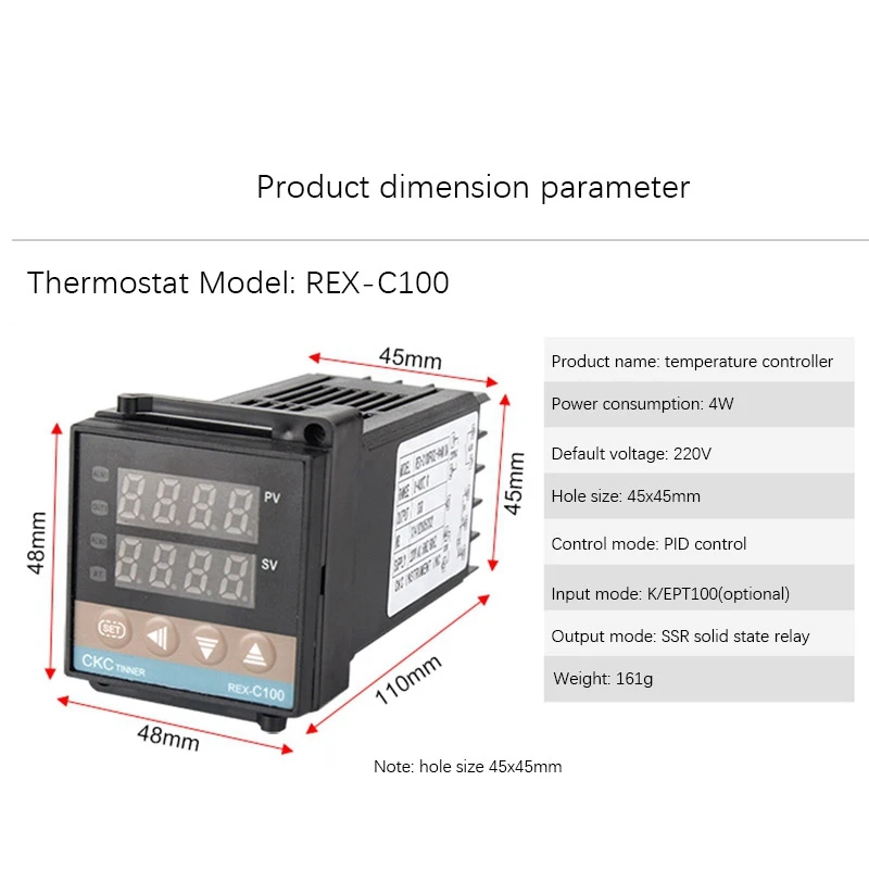 REX-C100 Controlador de Temperatura PID Display Digital Duplo Controlador de Temperatura + Termopar Relé de Estado Sólido 40DA