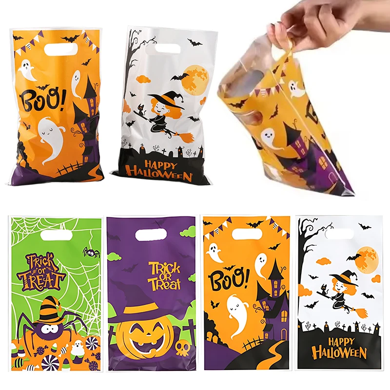 20/60/100PCS Bulk Halloween Tote Bag Assorted Spooky Design Pumpkin Ghost Bat Witch Party Favors Goodie Wraps Retail Display ZYF