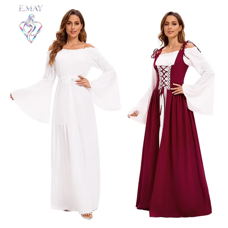 

Medieval Court Gown Large Size with Belt Stage Performance Costume Retro Opera Performance Clothes Women's Ethnic Wear