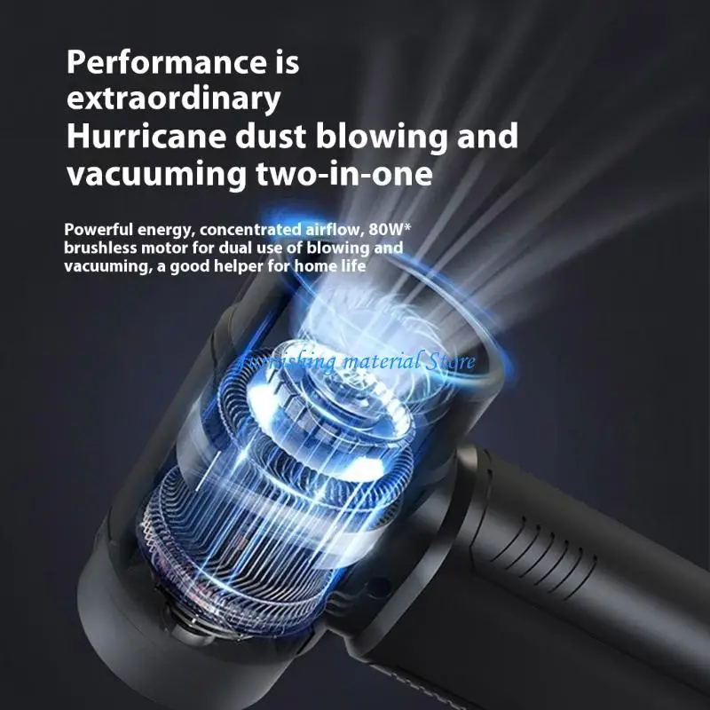 

Y5GD Cordless Handheld Blower And Vacuum 4000mAh Battery 130000RPM Brushless Motor Cl