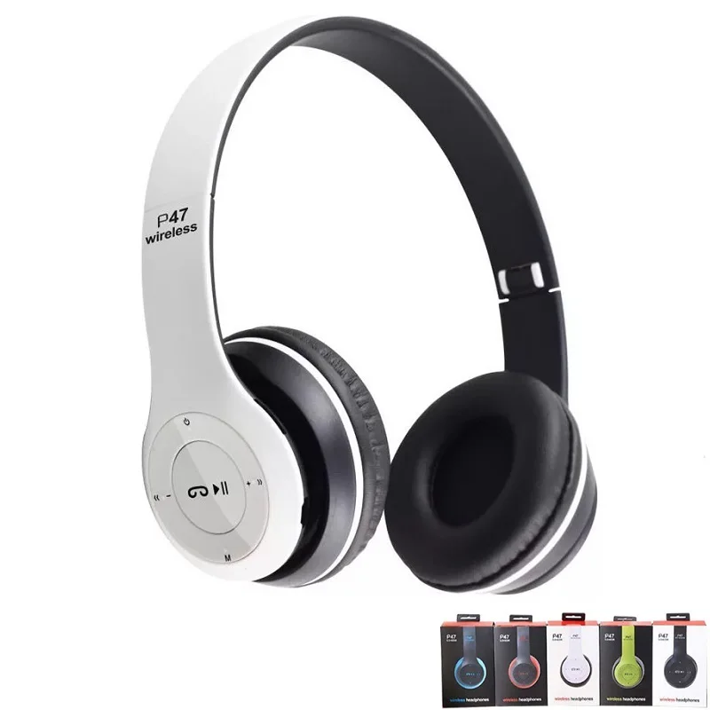 P47 Bluetooth-Compatible Headsets HIFI Stereo Foldable Wireless Headphones For Xiaomi iPhone Sumsung With Mic Support SD Card