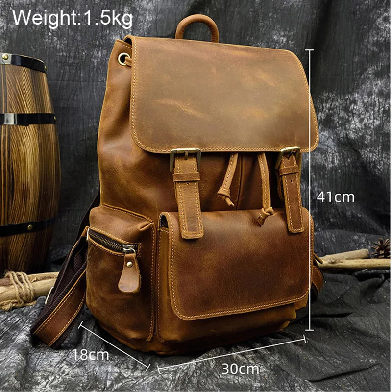 Fashion Urban Men\'s Backpack Genuine Leather  Large Capacity Man Back Bag Business Notebook Laptop Anti Theft for Travel Bag