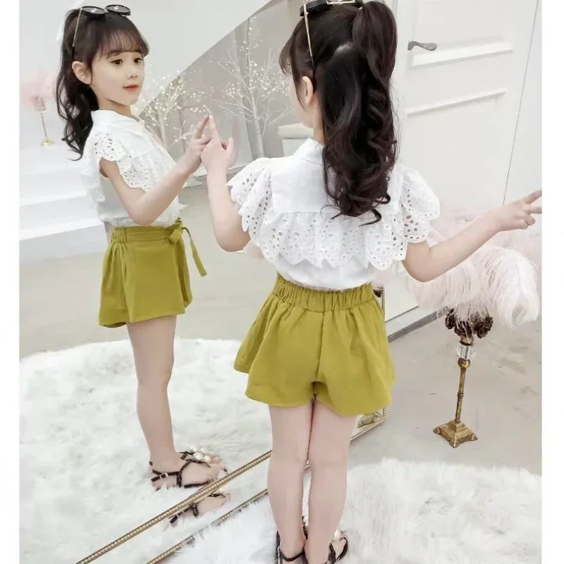 Girls Baby Summer Suit 2PCS Girls Clothing Sets Summer Kids Girls Clothes Short Sleeve + Shorts Outfits Children Casual Suits