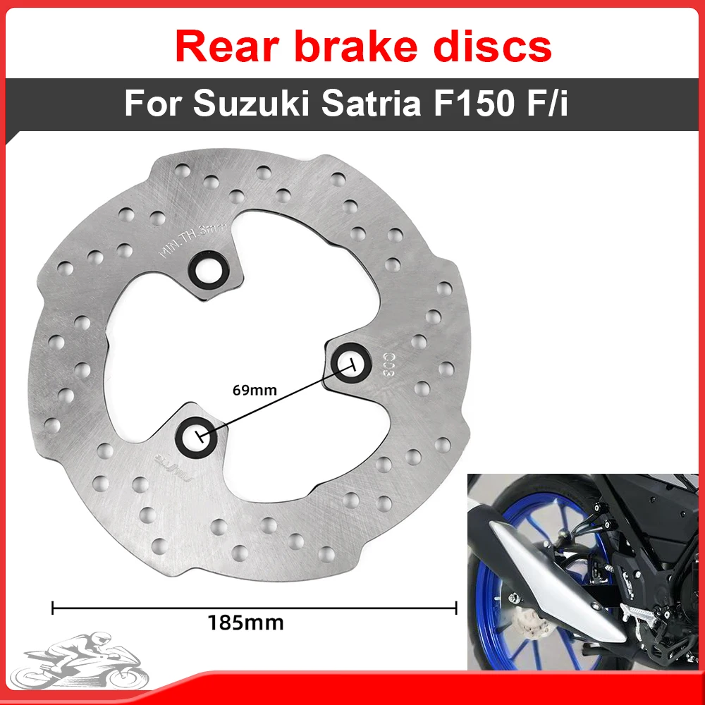 185mm 3 Holes Motorcycle Rear Brake Rotors For Suzuki Satria F150 F/i Brake Discs Original Replace Replacement Parts