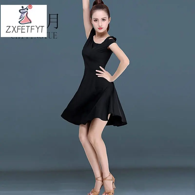 2024 New Style Summer Short Sleeve Latin Dance Dress For Women, Acetate Fiber Ballroom Dress For Dance Competition And Practice