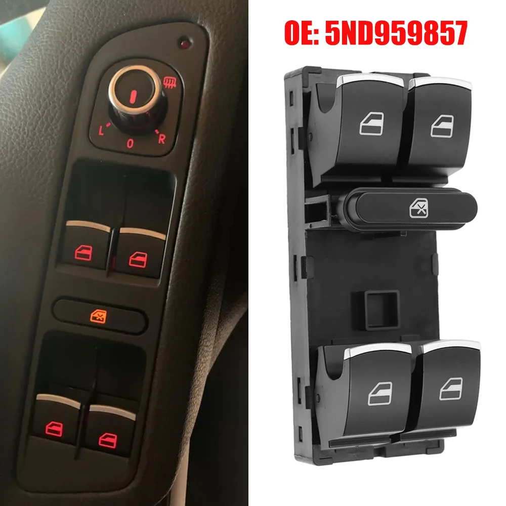 

5ND959857 Главный переключатель стеклоподъемника, кнопка управления для VW Jetta Tiguan Golf GTI MK5 MK6 Passat B6 CC Seat Leon MK2 5ND 959 857
