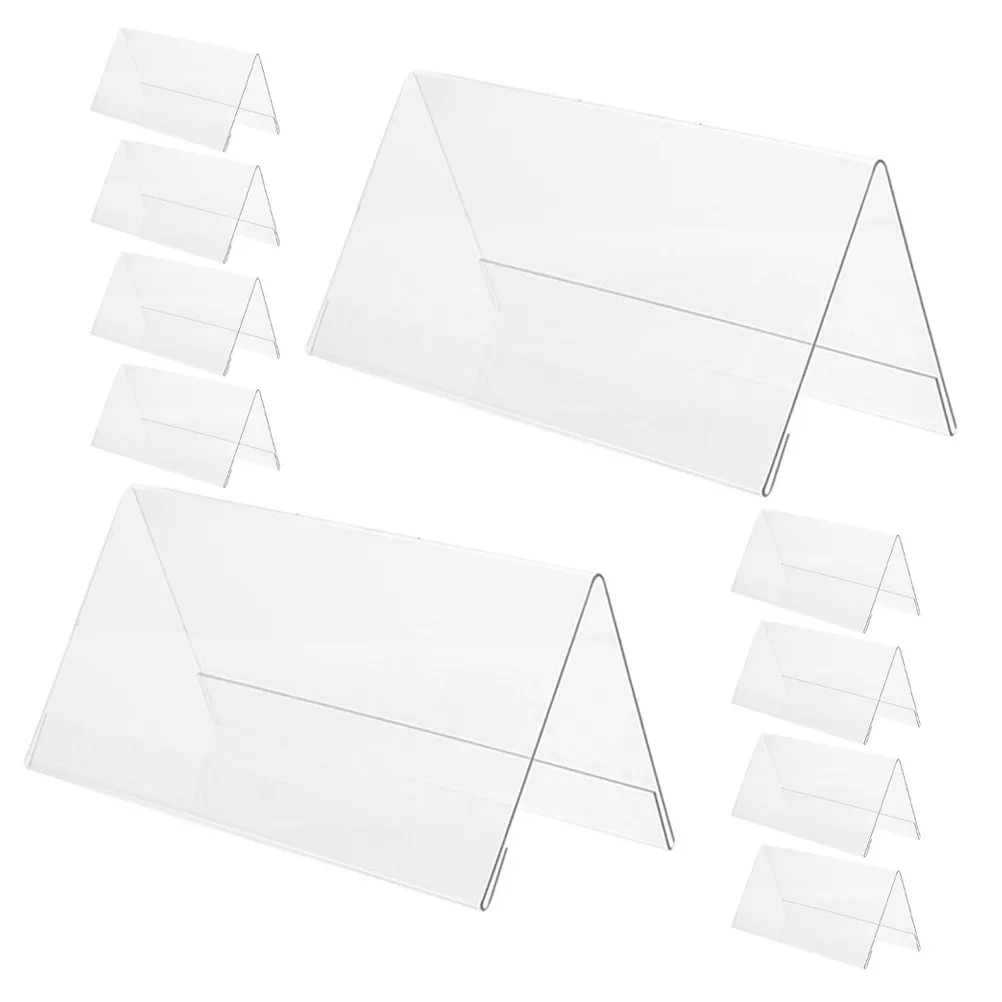

10Pcs Elegant Sturdy Acrylic Name Plate Holder V Shape Desktop Sign Frame Table Card Tent Stand for Meetings Exhibitions
